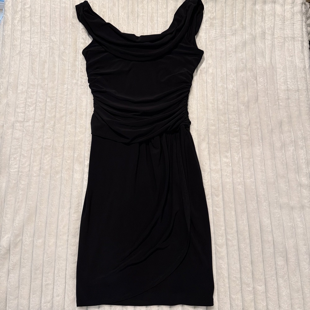 Lauren Ralph Lauren Sleeveless Black Cowl Neck Ruched Waist Women's Size 8